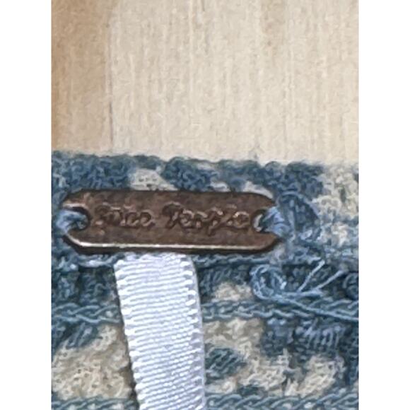 Free People Blue Cream Floral Smocked Puff Sleeve Midi Dress Women’s Medium Boho - Picture 7 of 13